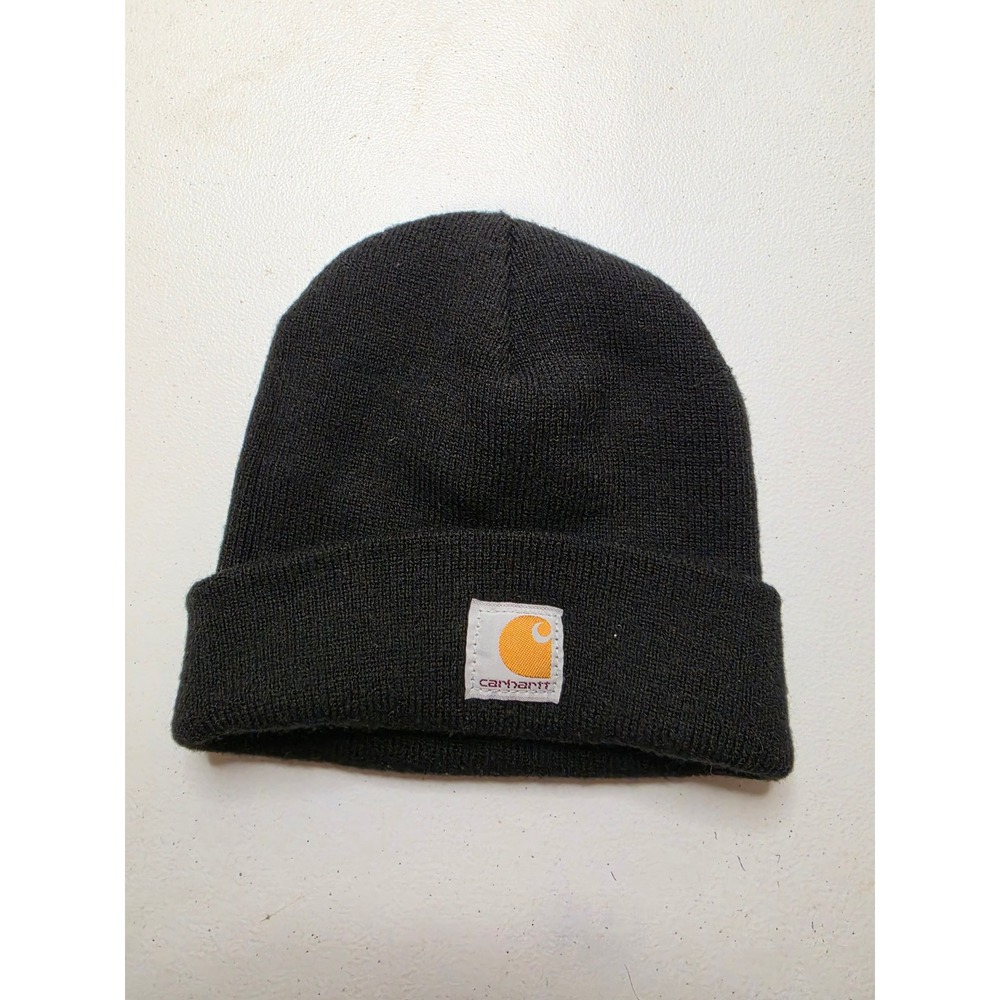 Carhartt Youth Acrylic Watch Hat Black Cuffed Beanie Logo Patch OSFM Kids